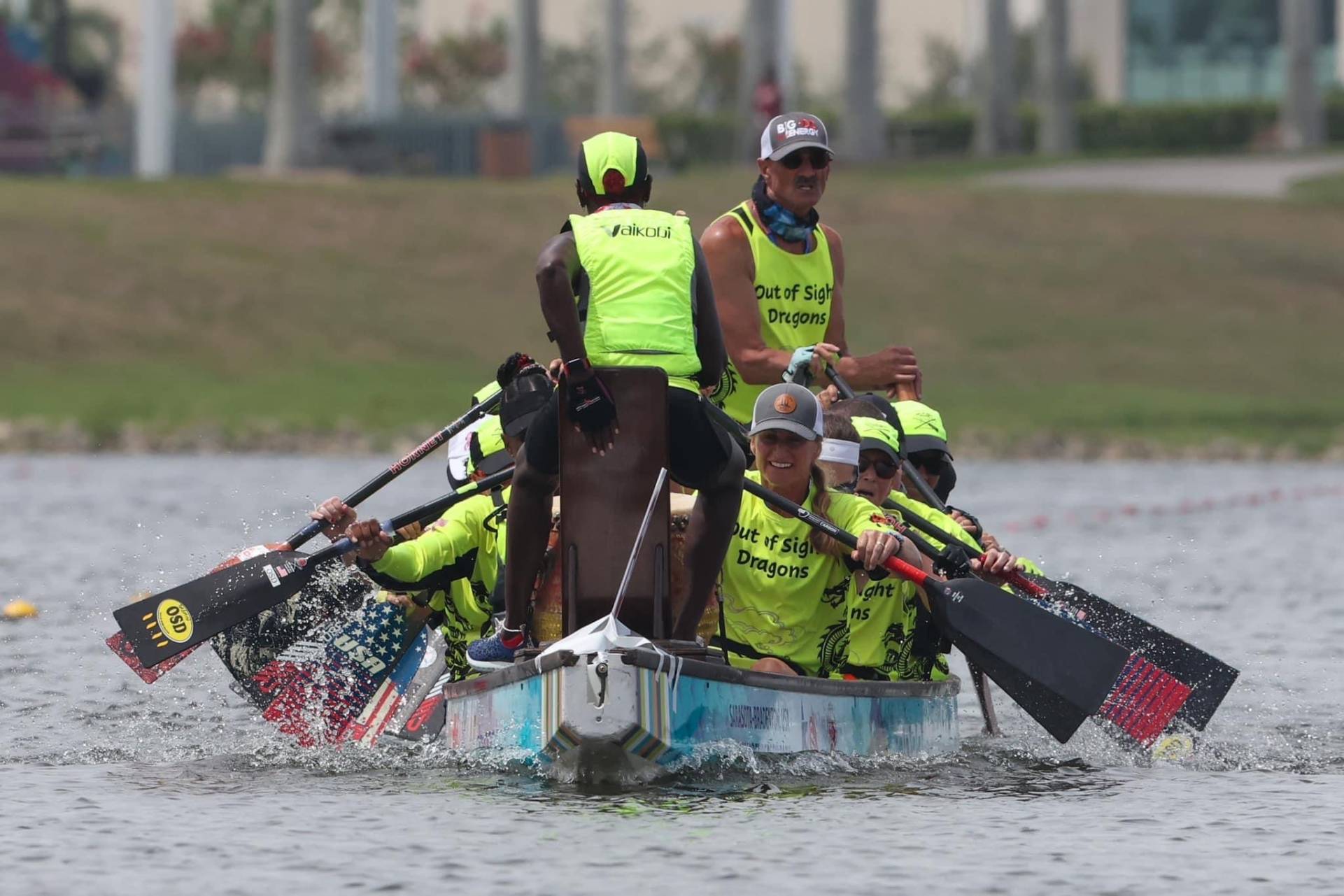 Out of Sight Dragons racing at the Club Crew National Championships 2023 in Sarasota, Floridia